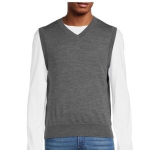 Saks fifth Avenue men's grey merino wool blend sweater vest size L